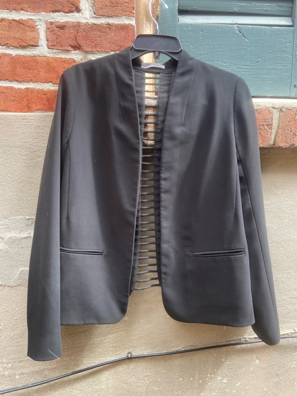 Bailey 44 Black Open-Front Collarless Blazer